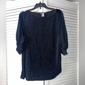 H&M Midnight Blue Glitter Womens Blouse